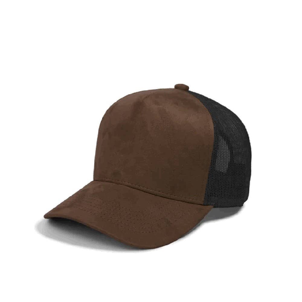 DOBBI - Wholesale Trucker Hat - Unisex - Plain 5Panel Suede Curve Mesh1