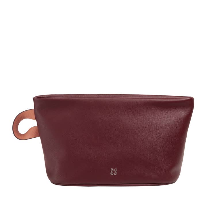 Dudu Leather Wash Bag Toiletry Handbag Burgundy for wholesale by dudu