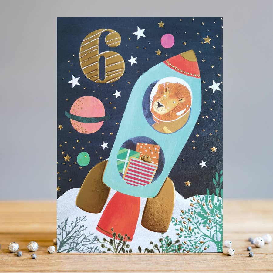 Louise Tiler – wholesale Birthday card – Age 6 | Rocket Birthday Card | Milestone Age | Kids Cards2