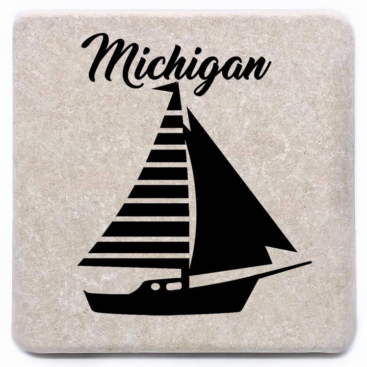 Sailboat Custom Name Drop Stone Coaster for wholesale by Noomoon