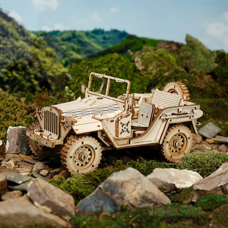 Robotime - Wholesale DIY Craft Kit - Kids - MC701 Rokr Army Jeep 3D Wooden Puzzle1