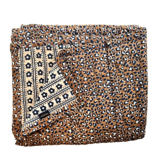 Love Explorers - Wholesale Throw Blanket - Leopard brown/flowers cover