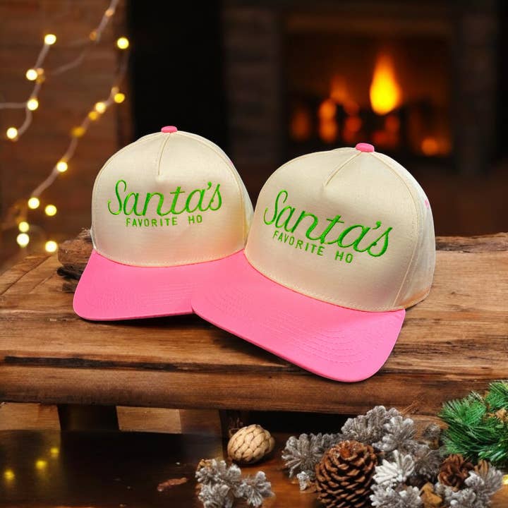 Santa's favorite Ho christmas trucker Hat two tone retro for wholesale by The Candy Collections