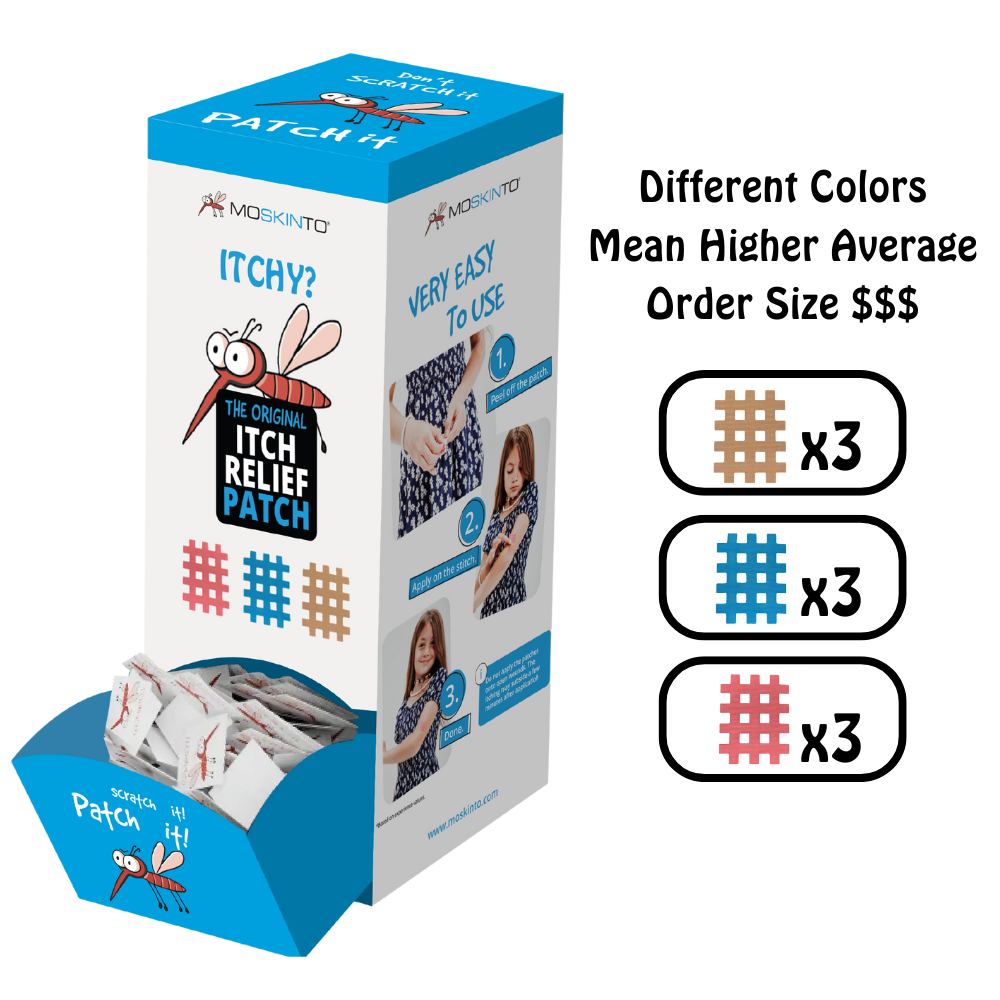 Moskinto: Original Itch-Relief Patch & 14hr Insect Repellent - Wholesale Itch Ointment/Cream - Moskinto - 3ct, The Original Itch-Relief Patch (Dispenser)2