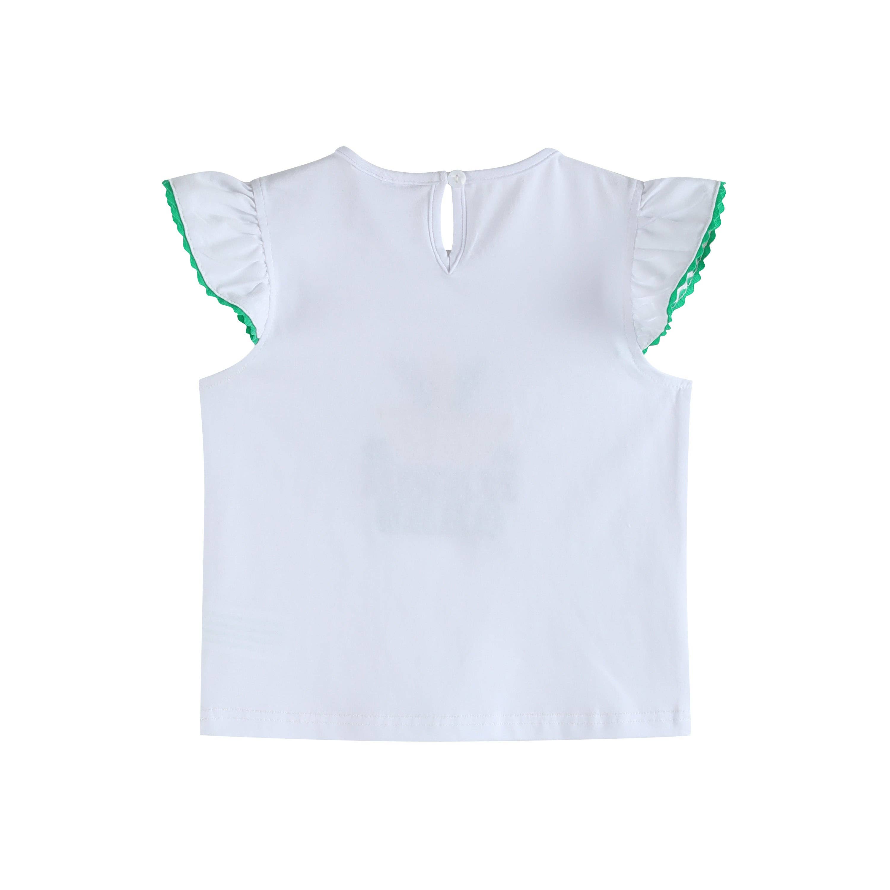 Lil Cactus - Wholesale T-Shirt - Kids - White Mardi Gras Applique Ruffle Shirt4