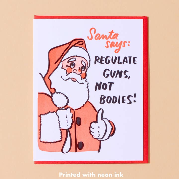 Kerstkaart met briefdruk van Santa Says Liberal - Gemaakt in de VS - Kerstsokvuller, Feestdagen, Cadeaugids voor wholesale door And Here We Are