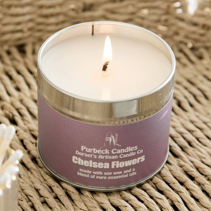 Purbeck Candles - Wholesale Travel Candles - Signature Range Candle in a Tin - Chelsea Flowers0