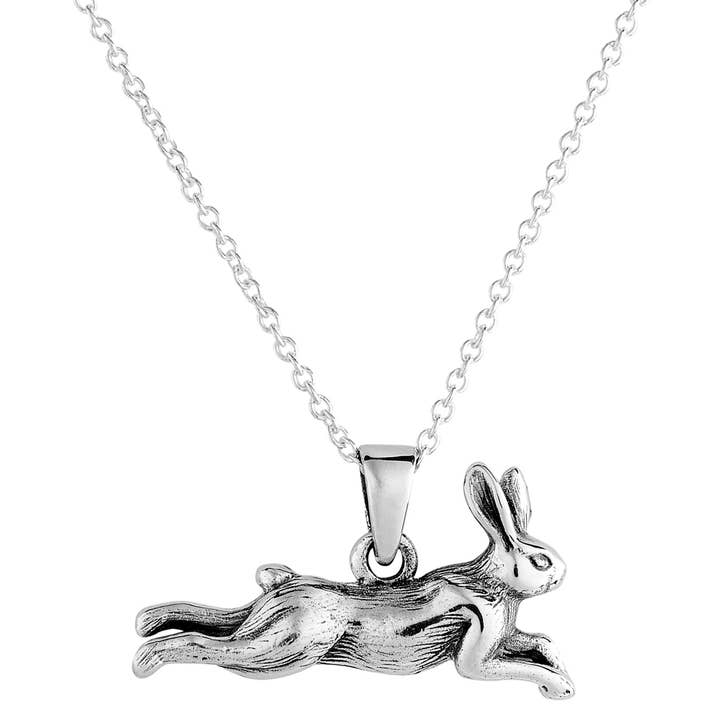 Pendentif Lièvre Sautant en Argent 925 Magnifique (USA-DDP) pour la vente par Silver Jewellery Cavern Wholesale