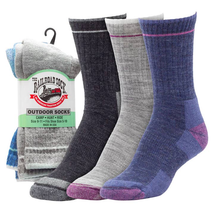 Medium Outdoor Merino Wool Micro Crew Socks (2pr) for wholesale by Railroad Sock llc
