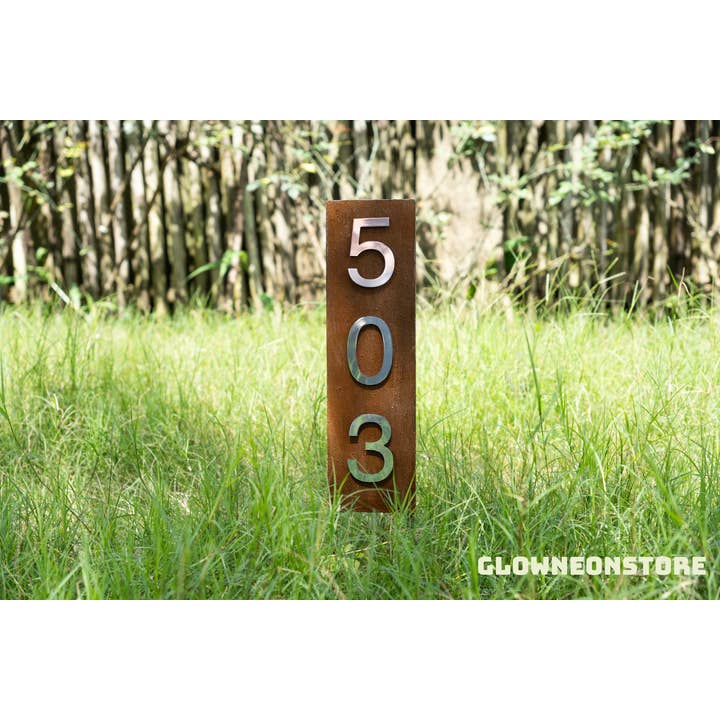 Sinal de endereço de casa personalizado Steel Rusty Outdoor por atacado de Glow Neon