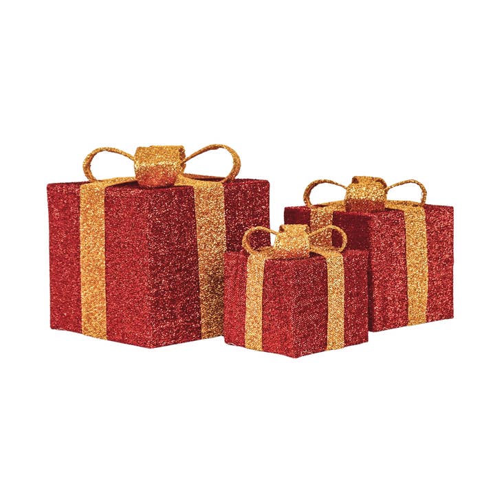 Xmas Led Lampa - Presentset om 3 - Röd/Guld - 15cm/20cm/25cm för wholesale av Housevitamin bv