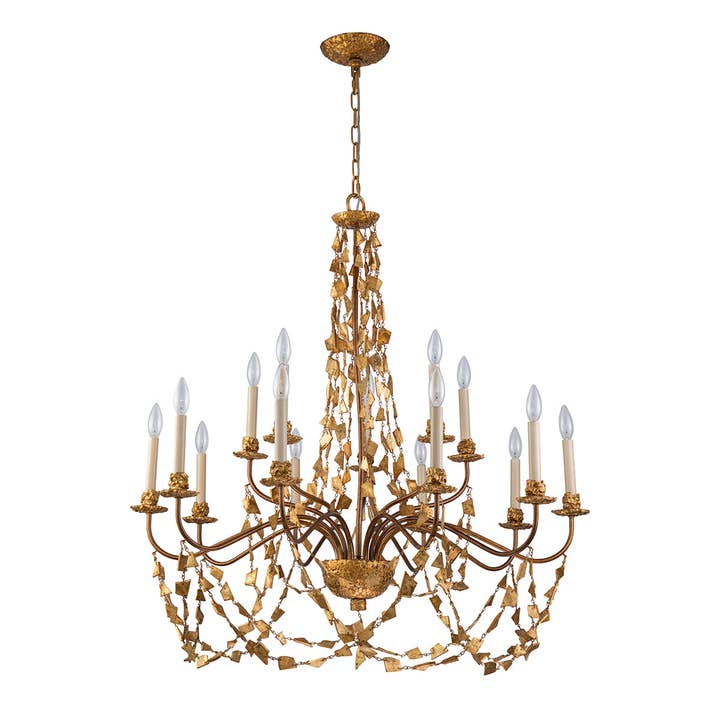 Lucas McKearn - Wholesale Chandelier/Hanging Light - Mosaic Extra Large 15 Light Chandelier in Antiqued Gold1