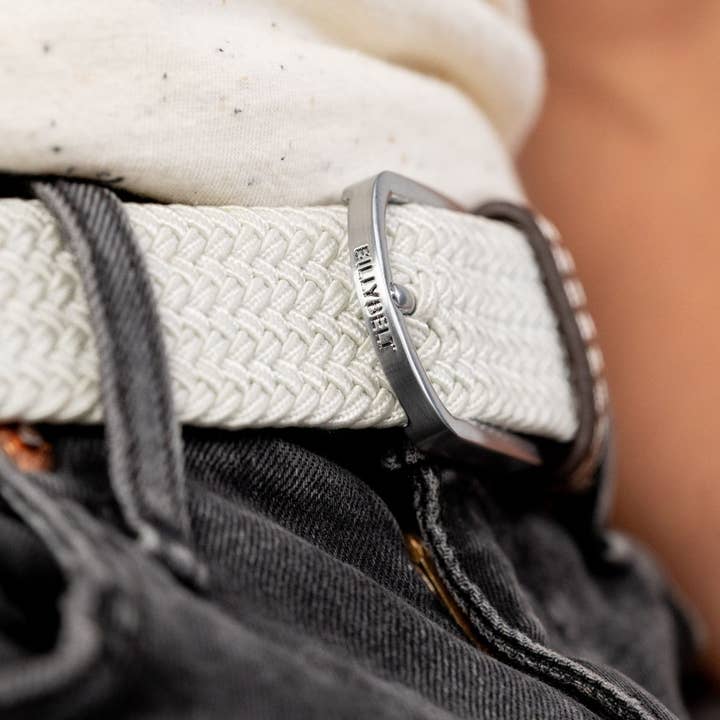 BILLYBELT - Wholesale Belt - Unisex - Coconut white elastic braided belt