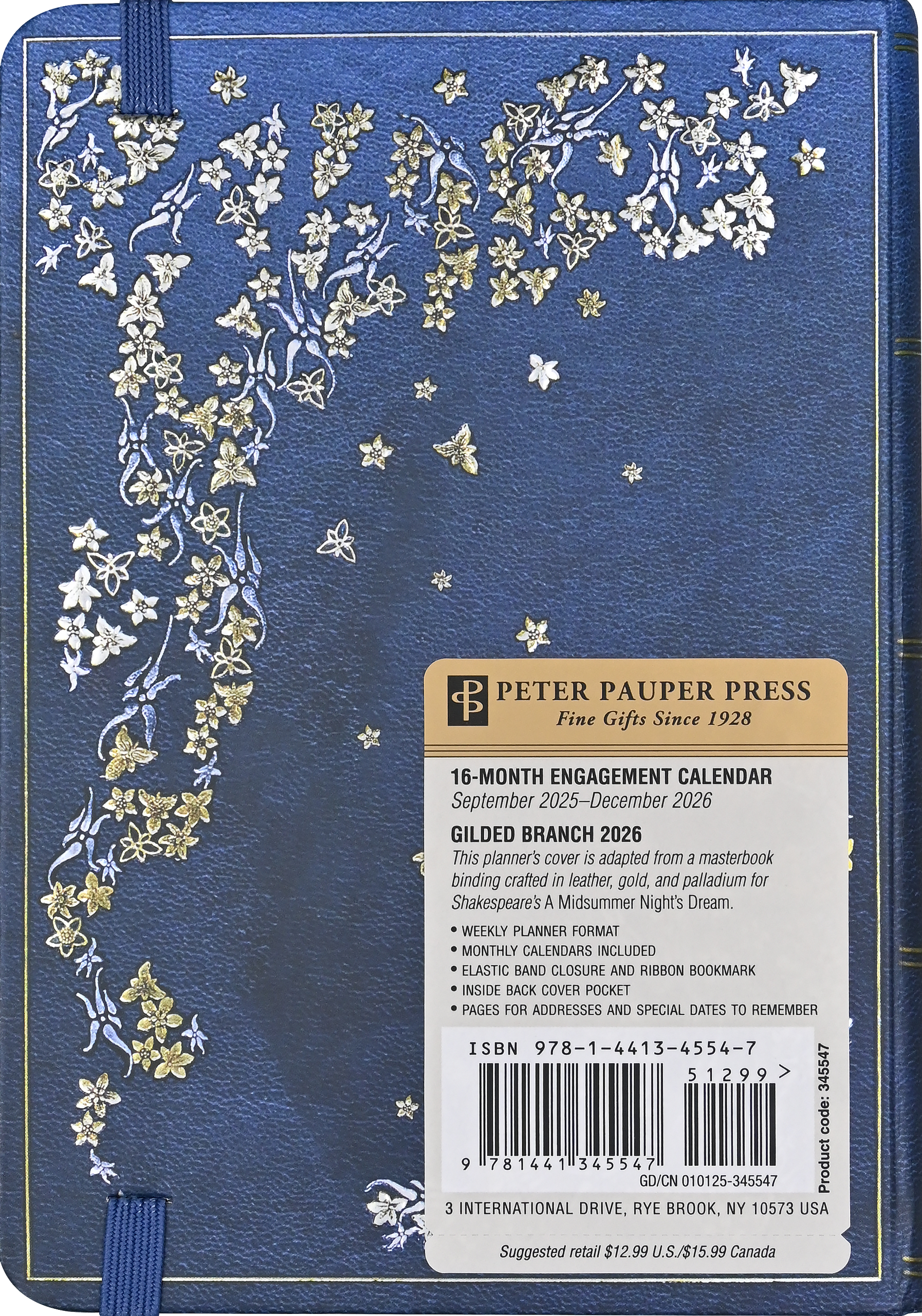 Peter Pauper Press - Vente Agendas - Agenda Hebdomadaire Branche Dorée 20265