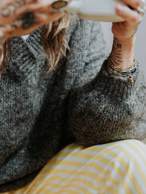 Happy French Gang - Wholesale Knit Sweater - Women's - Hand-loomed Iron Félix Sweater, Undyed Alpaca