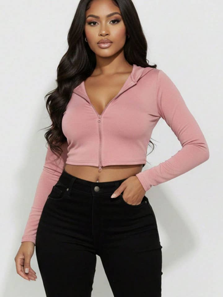 CAPELLA APPAREL - Wholesale Hoodie - Women's - French Terry Crop Zip Up Hoodie17