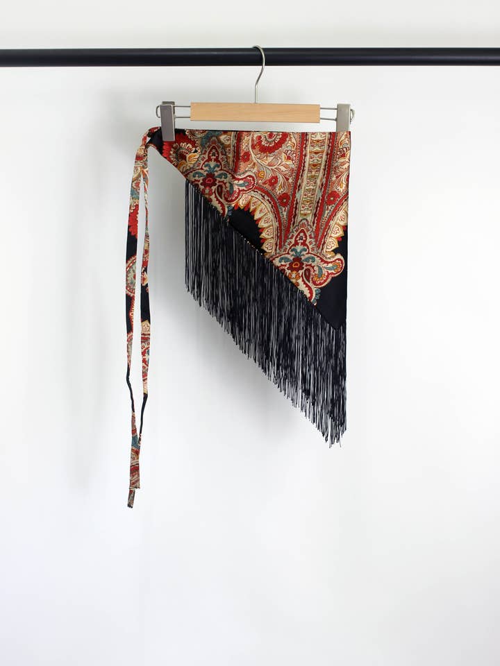 A2507MJ38252 - Boho Fringe Wide Waist Wrap Belt for wholesale by ESLEY