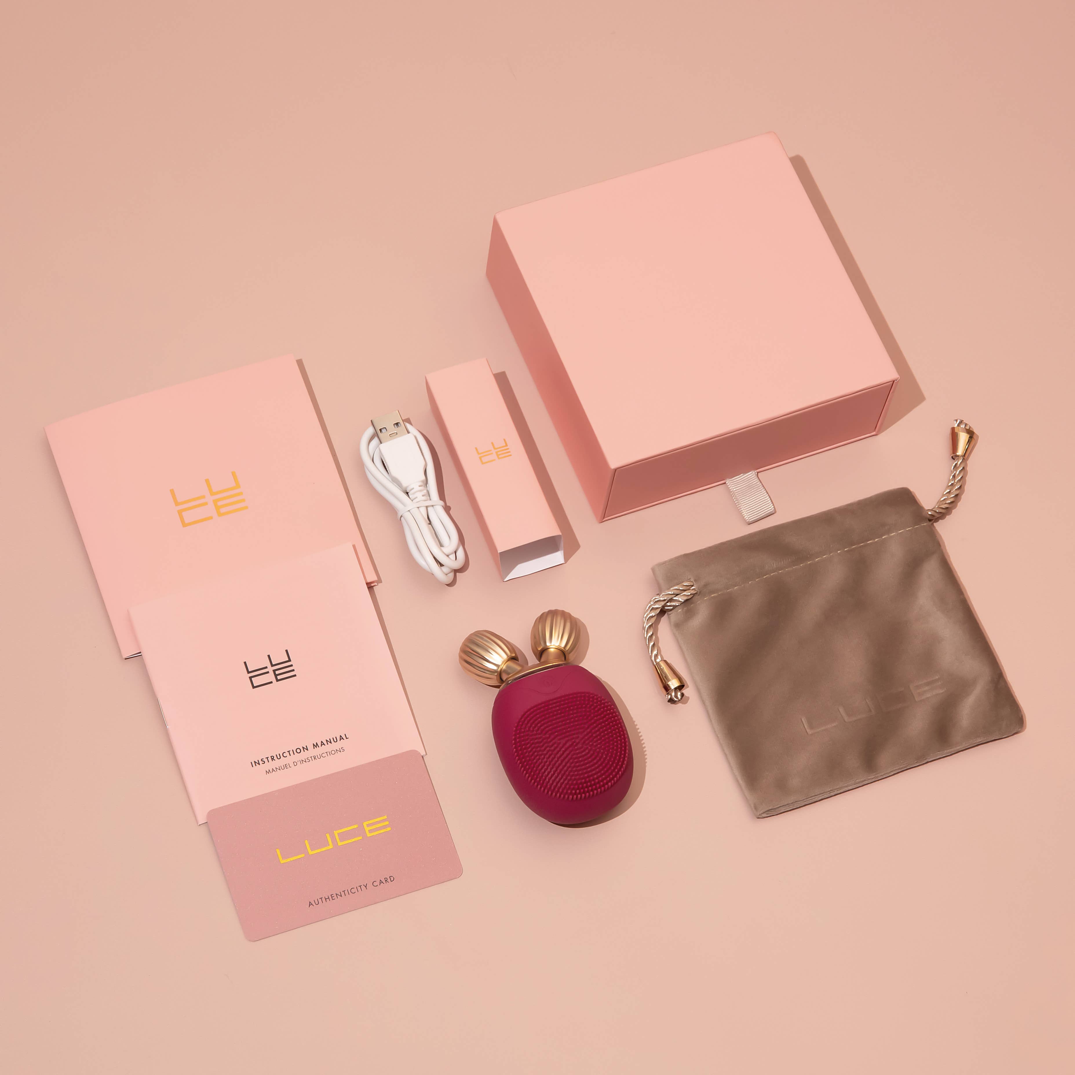 LUCE Beauty – Großhandel Elektronische Hautpflegegeräte – Reinigende Gesichtsbürste, Massagegerät und Rolle — reisetauglich6