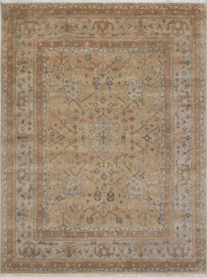 9x12 Beige Tan Persian Style Rug, Hand-Knotted Wool Area for wholesale by Aesthetic Homes LLC