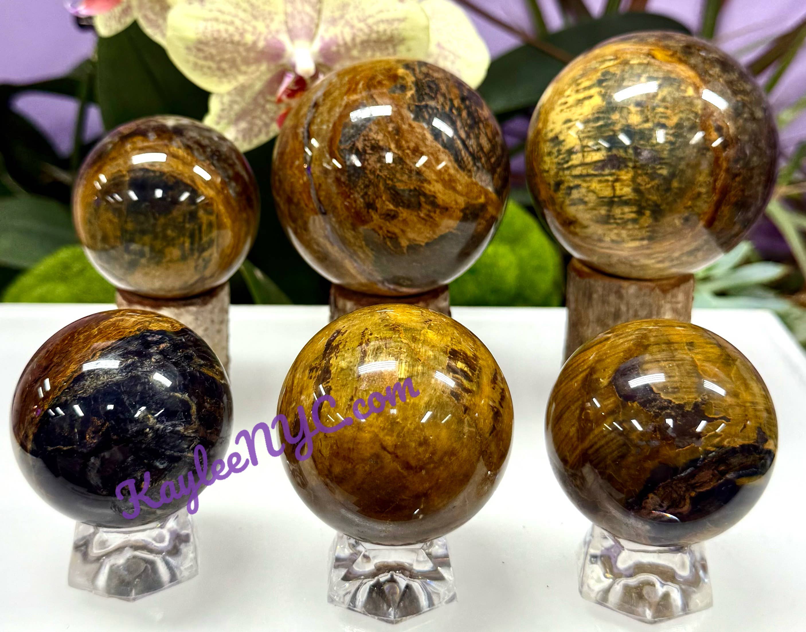 KayleeNYC - Vente Pierre et cristal de spiritualité - Lot de 6 sphères naturelles en cristal de pietersite, 1,8-1,8 kg1