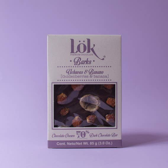 70% Physalis & Banana Chocolate Bar for wholesale by Lök Foods UE