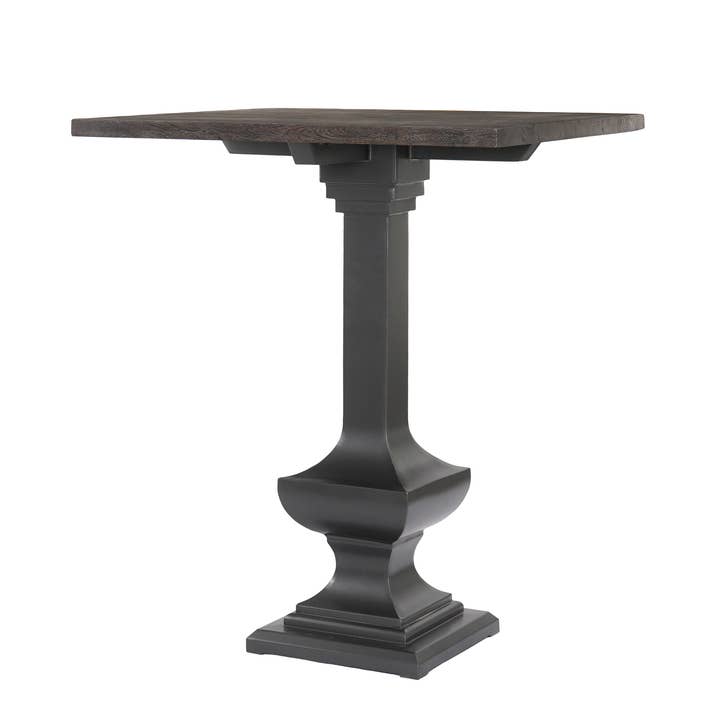 Indriya Home - Wholesale Patio Set - Acacia Wood Bistro Table – Square Top with Gunmetal Base0