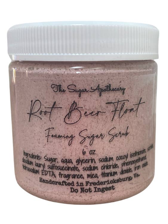 6 oz Root beer float foaming sugar scrub  for wholesale by The Sugar Apothecary