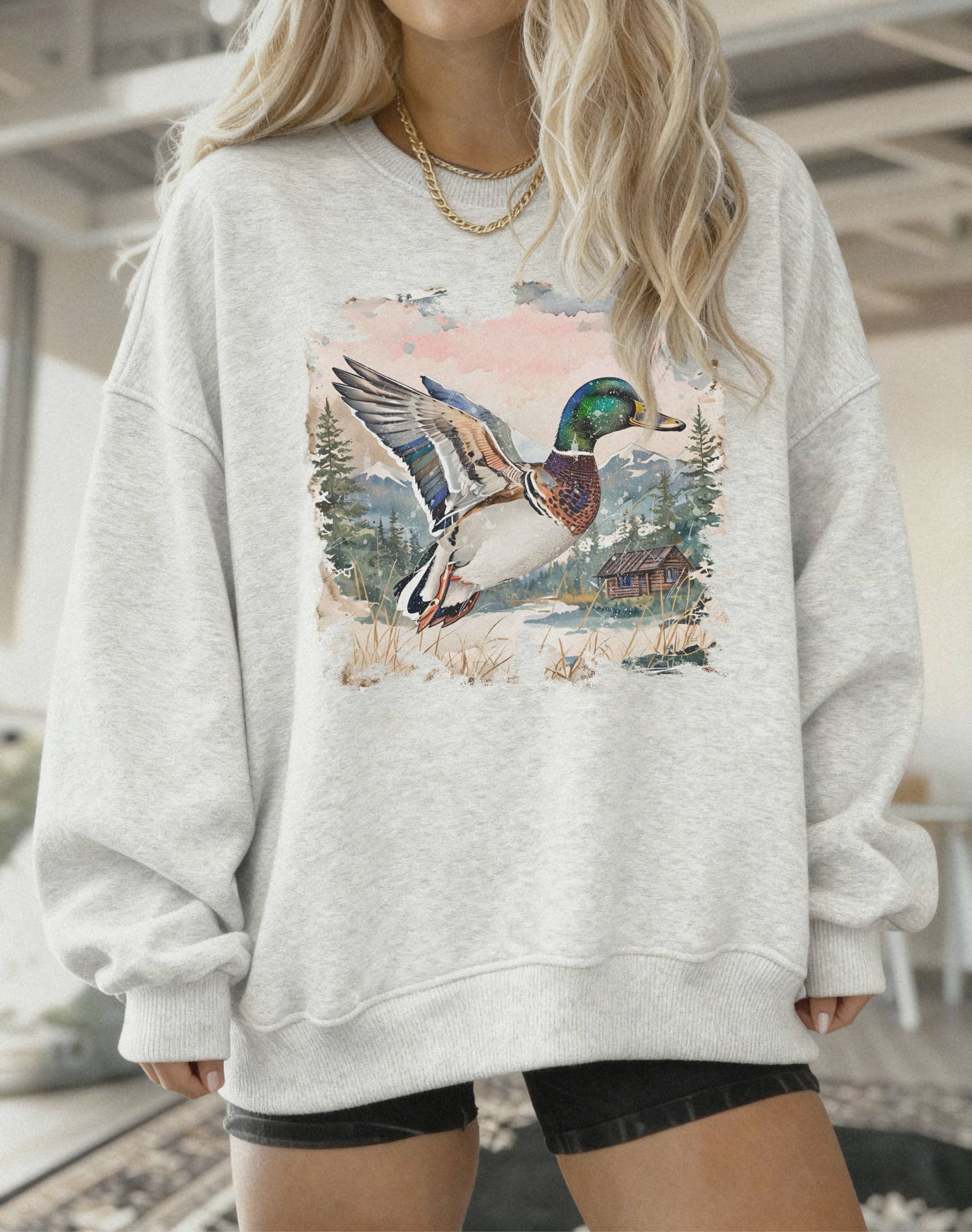 Lucy + Company - Wholesale Graphic Sweatshirt - Women's - Mallard Duck Camo Graphic Sweatshirt - Lane Seven