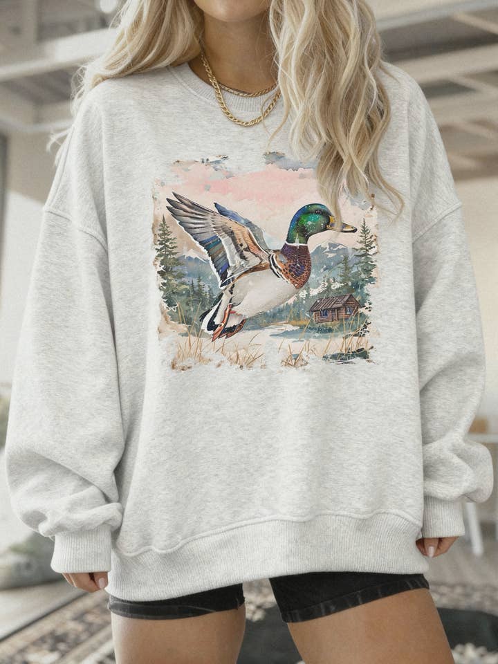 Lucy + Company - Wholesale Graphic Sweatshirt - Women's - Mallard Duck Camo Graphic Sweatshirt - Lane Seven0
