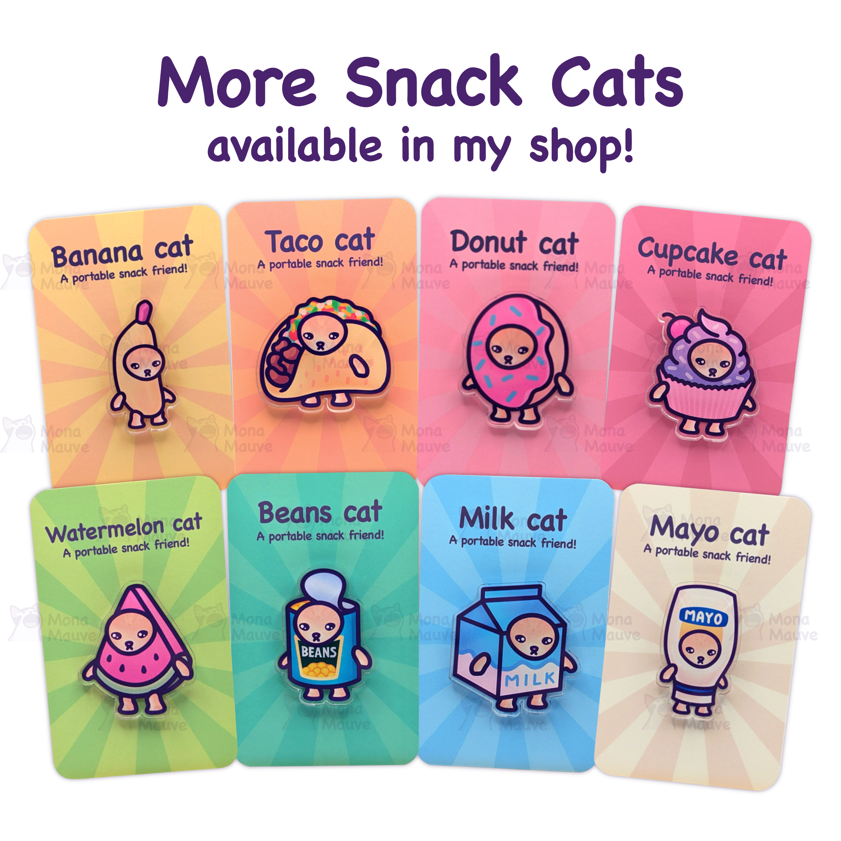 Mona Mauve • Silly Art! – wholesale Lapel pin/button – Cupcake Cat Pin | Snack Cats Collection | 40mm Acrylic Badge6