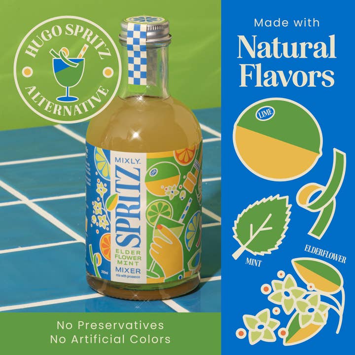 Mixly - Wholesale Cocktail Mix/Syrup - Elderflower Mint Spritz Cocktail / Mocktail Mixer 250ml1