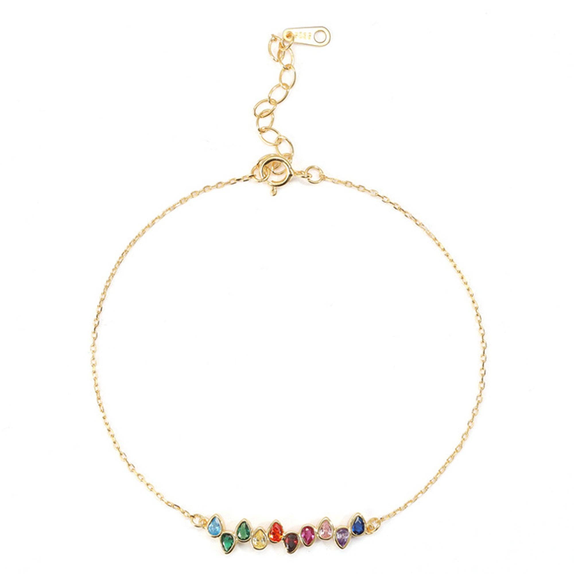 Perimade & Co. LLC - Vendita all'ingrosso Braccialetto con ciondolo/pendente - Bracciale con gemme a goccia color arcobaleno in argento Sterling 9252