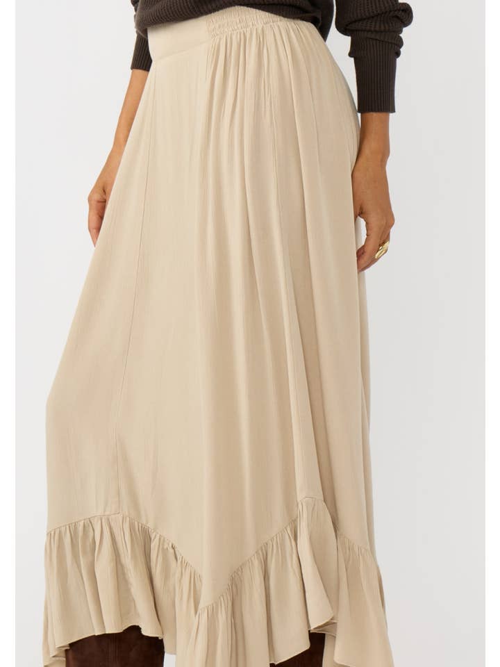 Lovestitch - Wholesale Skirt - Women's - Flowy Smocked Ruffle Hem Skirt4