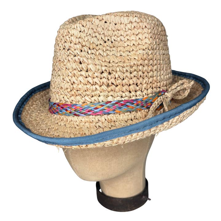 Natural Crochet Raffia Fedora for wholesale by Kathy Jeanne Millinery