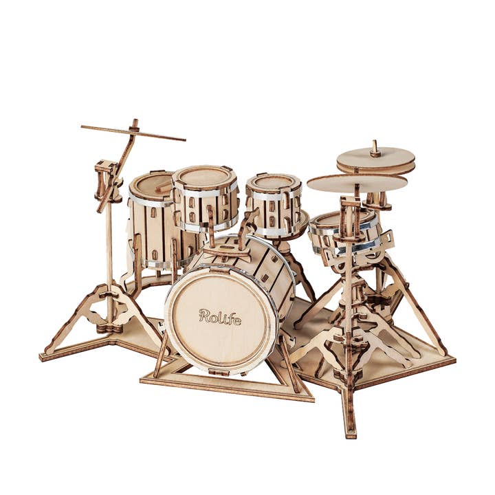 3D Laser Cut Wooden Puzzle: Drum Kit for wholesale by Hands Craft