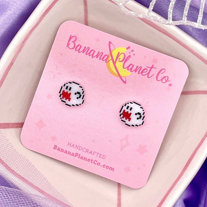 Super Mario World 8-bitars Boo örhängen för wholesale av Banana Planet Co.