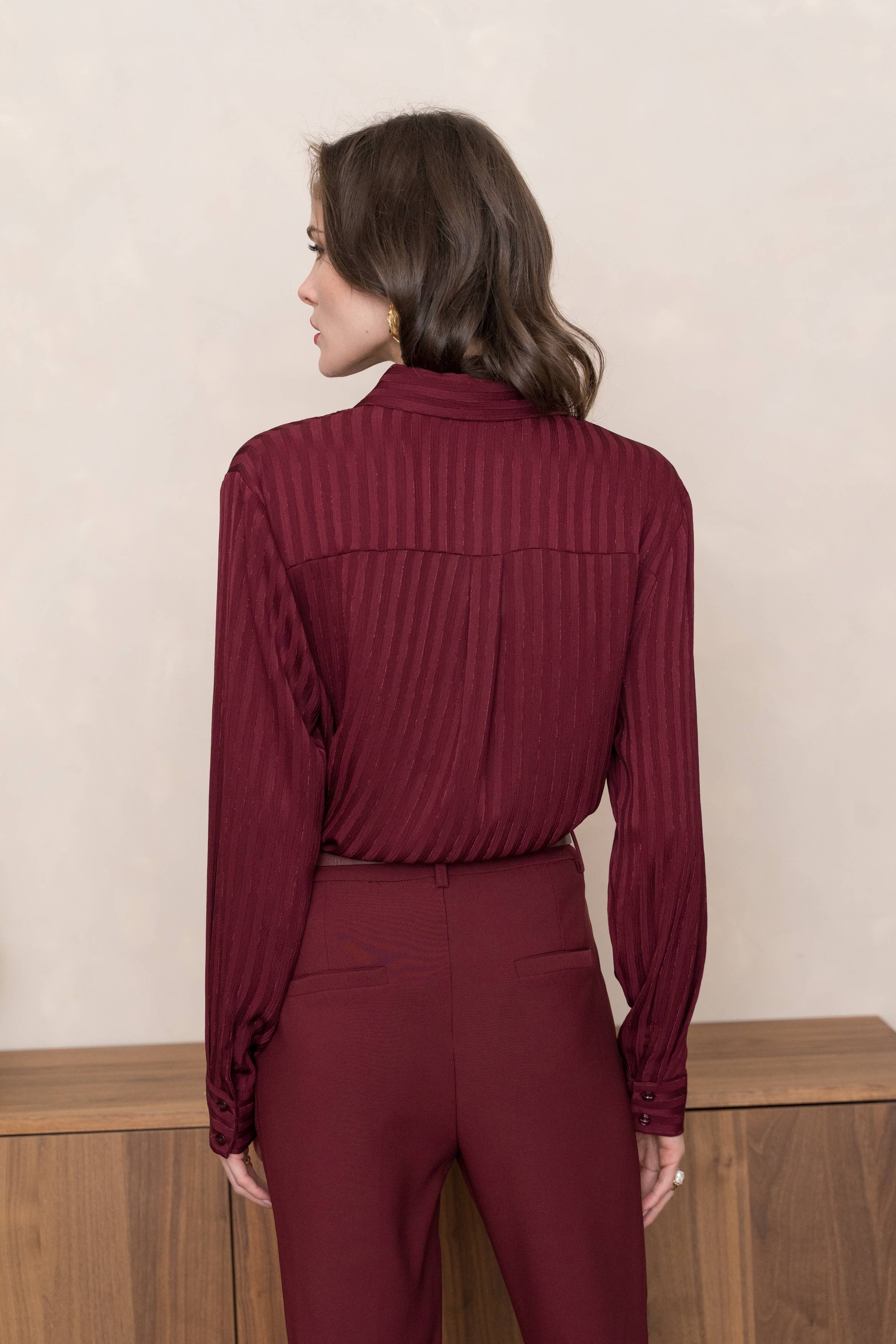 LULUMARY - Wholesale Blouse - Women's - Silky shirt with lurex CH234A12