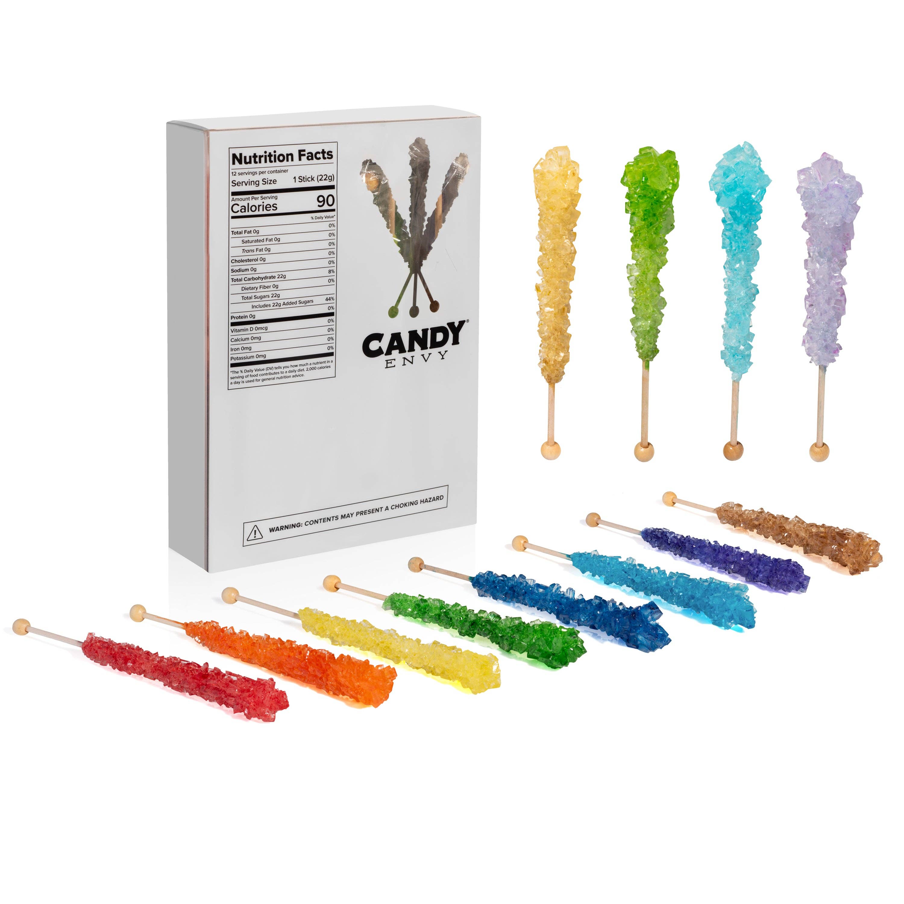 Candy Envy - Wholesale Hard Candy - Assorted Colors Rock Candy Sugar Sticks - Assorted Flavors18