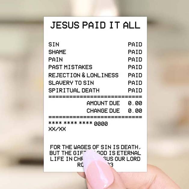Jesus Paid it All Receipt Sticker for wholesale by Three Arrow Gifts