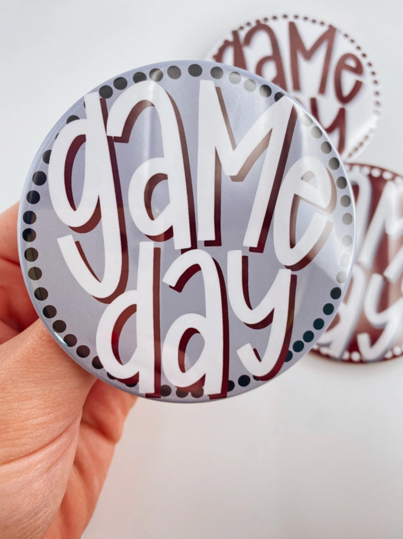 Tailgated Co. - Wholesale Lapel Pin/Button - Maroon Polka Dot Game Day Button0
