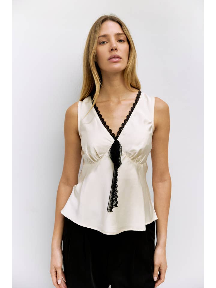 MOD REF β wholesale Blouse β Womenβs β The Aurora Top | Lace Trim Satin Top6