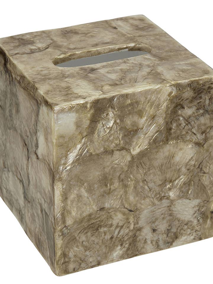 Champagne Capiz Shell Tissue Box 5.1x5.5" for wholesale by HS Seashells