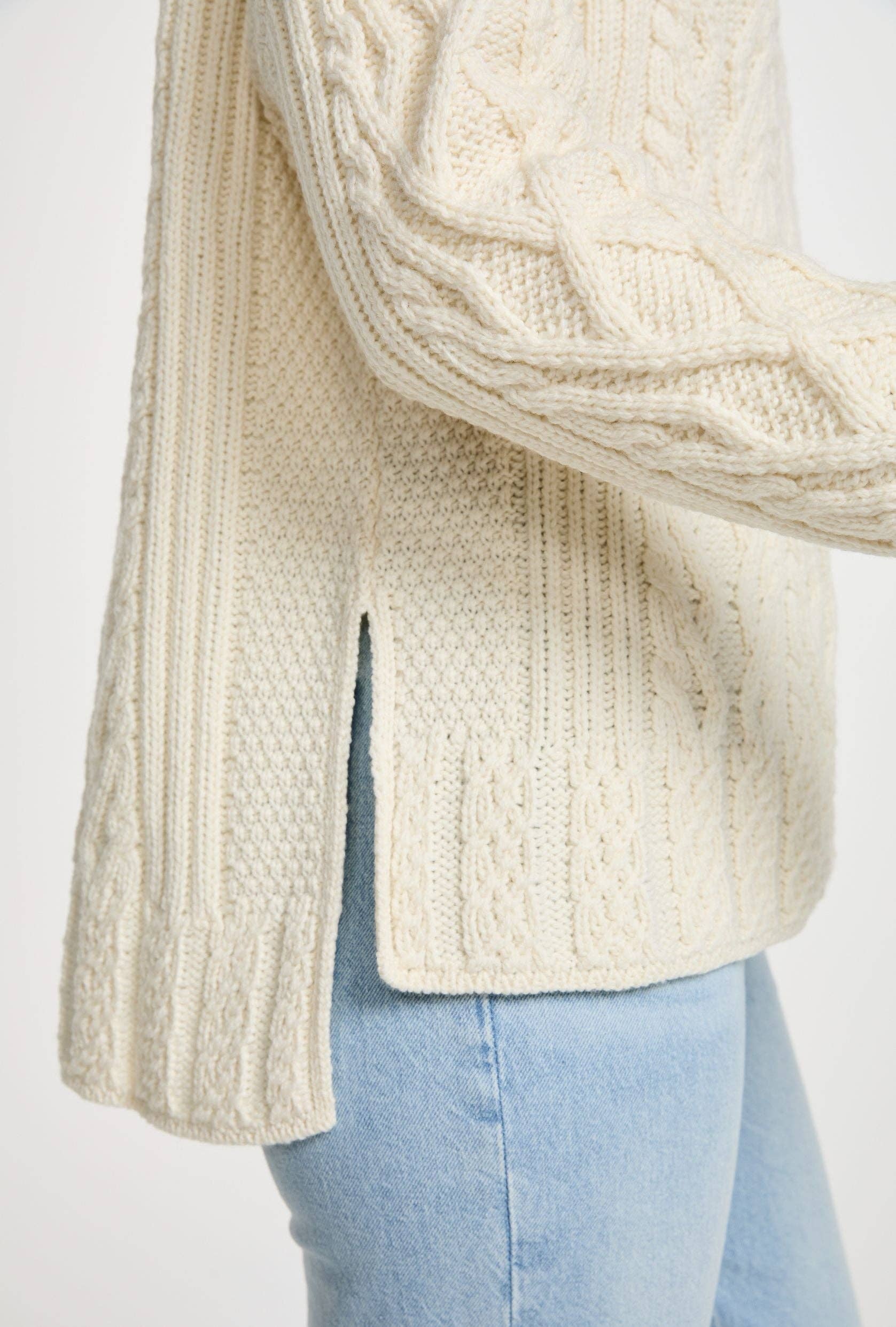 Aran Woollen Mills - Venta al por mayor Jersey de punto - Mujer - Suéter Tully Box Aran - Crema3