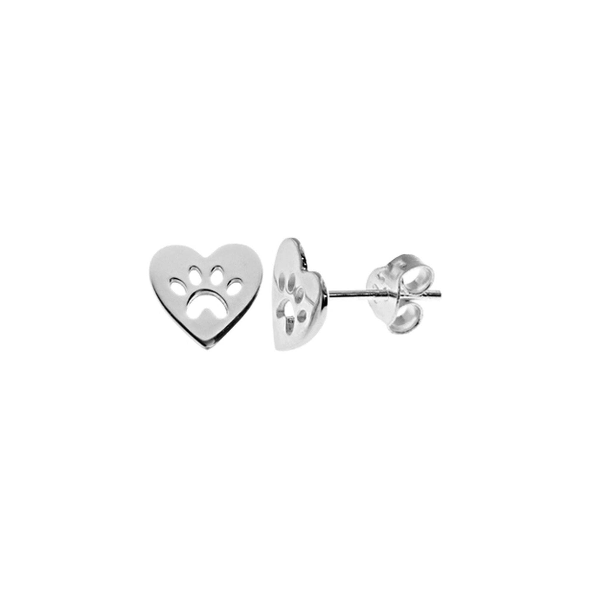 Kali Ma Designs - Sterling Silver Jewellery - Wholesale Stud/Post Earrings - Matilda paw print in heart studs1