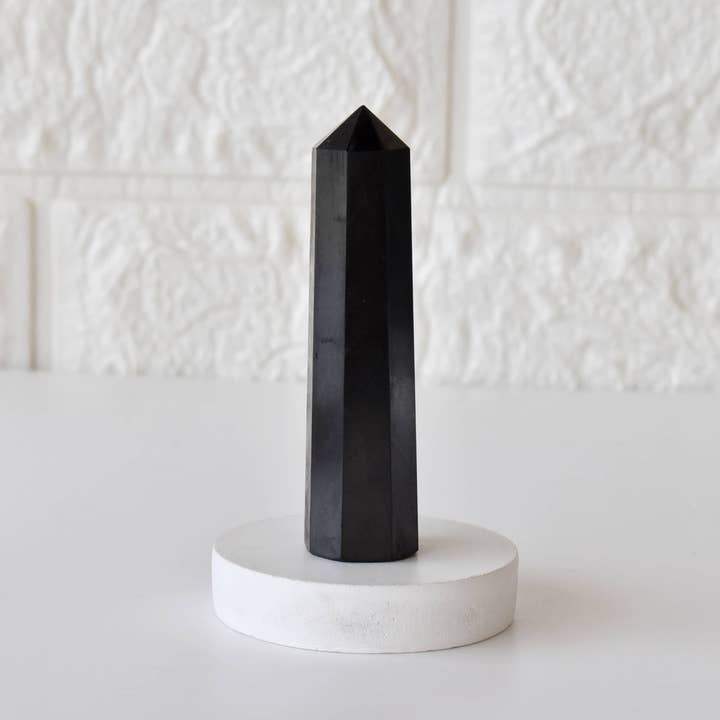 Soothing Crystals - Wholesale Spiritual Stone/Crystal - Healing Obelisk| Black Shungite Crystal Tower |Crystal Point8