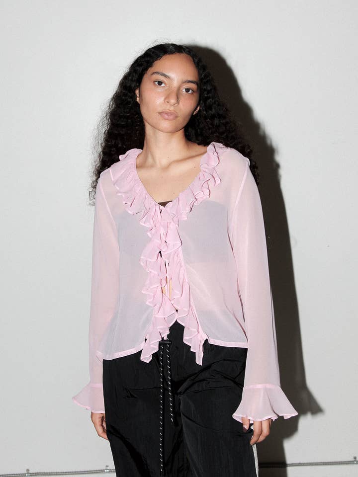 Coil Silk Top in Blush for wholesale by KkCo