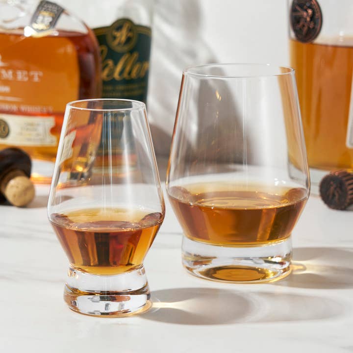 Viski - Wholesale Cocktail/Liquor Glass - Raye™ Footed Crystal Scotch Glasses Set of 24