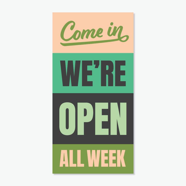 Open All Week Vinyl Banner for the Sukkah for wholesale by Everyday Yiddish