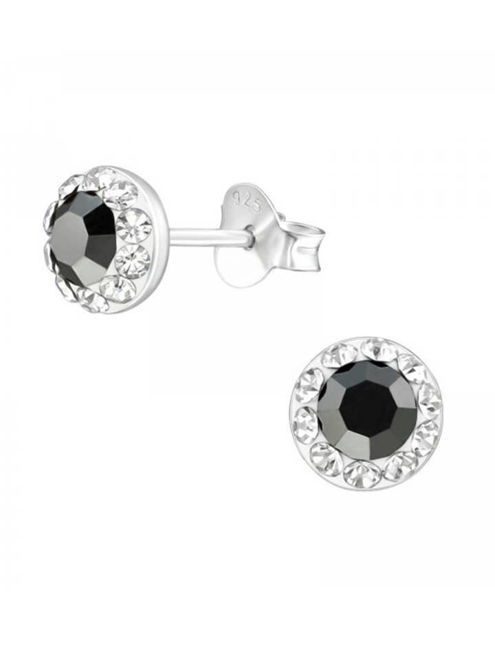 Sterling Silver Round Stud Earrings With Crystal - SS for wholesale by Zoey Simmons