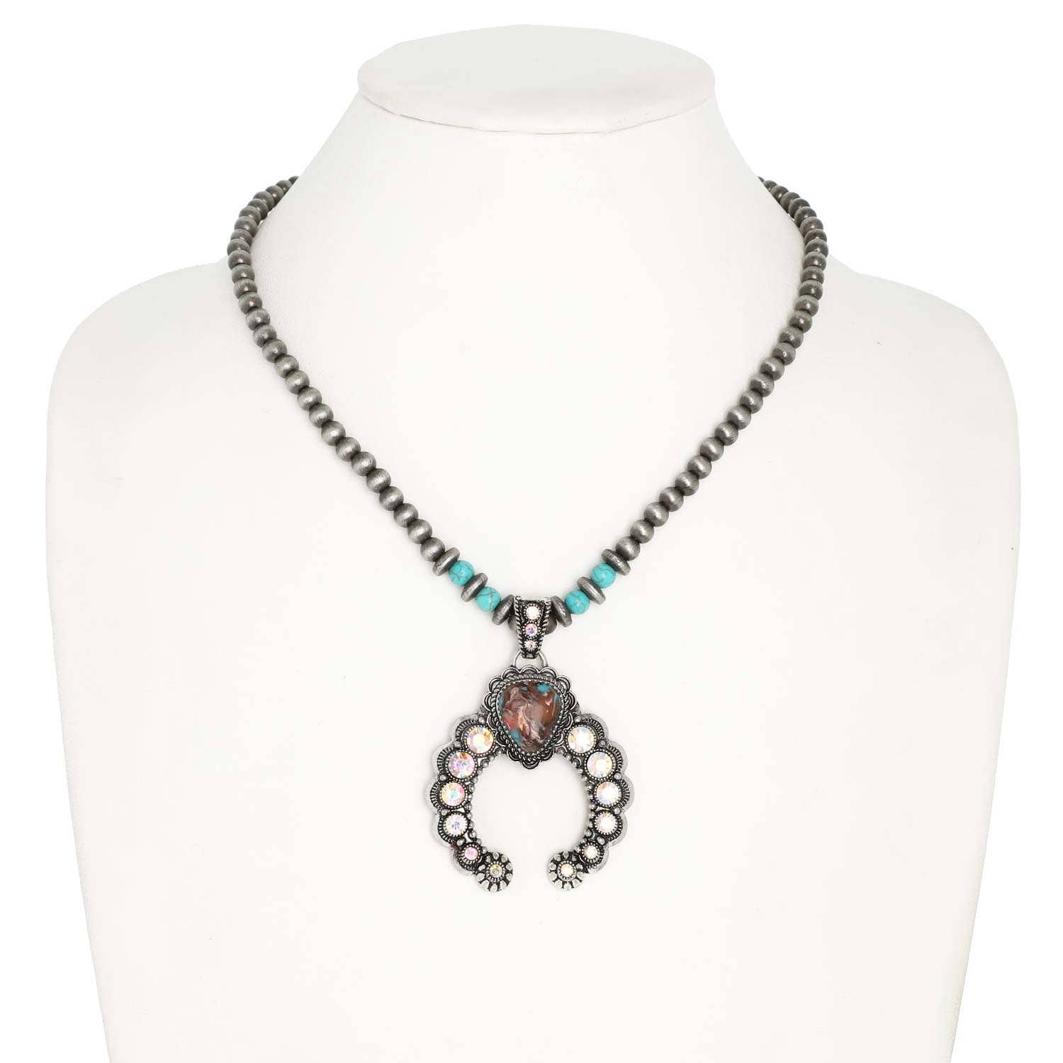 SP Sophia Collection - Wholesale Pendant/Charm Necklace - Western Turquoise Navajo Beaded Pendant Necklace1